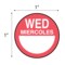 Nevs DaySpots - Wednesday/Mercoles 1" circle White w/Red DDOT-WS1 - alternate 2
